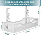 Under Desk Cable Management Tray No Drill, 13.38'' Metal Tray - Image 7