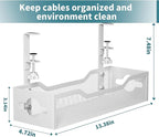 Under Desk Cable Management Tray 2 Pack, No Drill Cable Organizer - Image 4