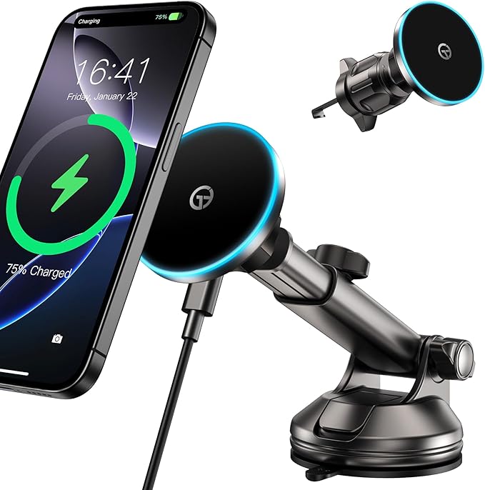for Mag-Safe Car Mount Charger Dash Vent Windshield Wireless Car Charger by GuMosh