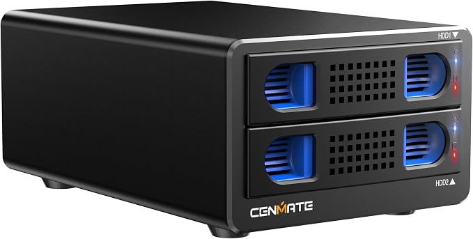 Aluminum Dual Bay 10Gbps Hard Drive Enclosure by Cenmate