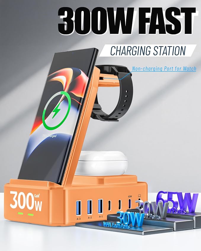 300W Wireless Charger for Samsung, Zutspzss 10 in 1 Wireless Charging Station - Image 3