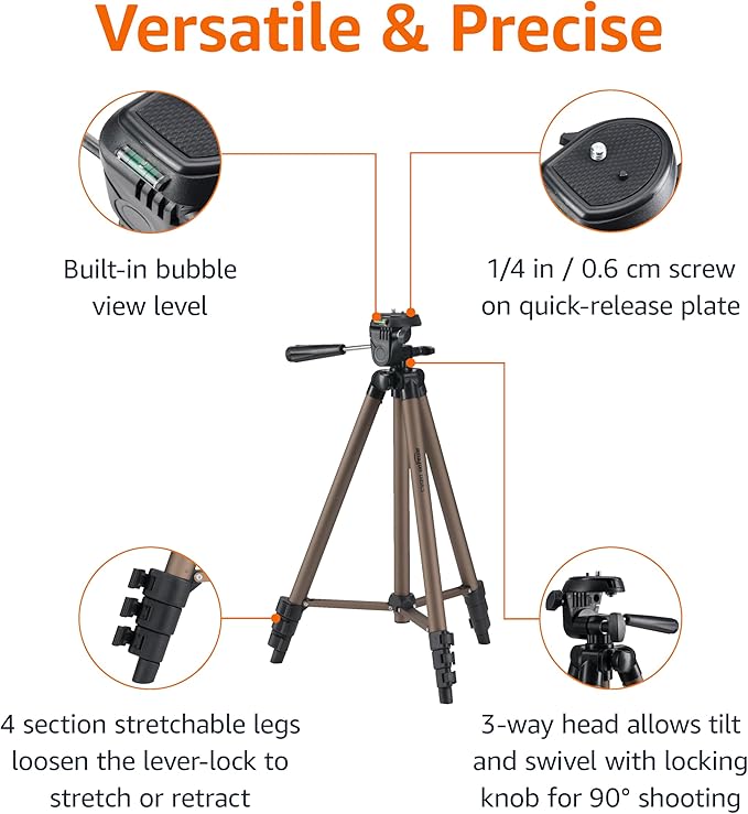 Amazon Basics 50-inch Lightweight Portable Camera Mount Tripod Stand - Image 2