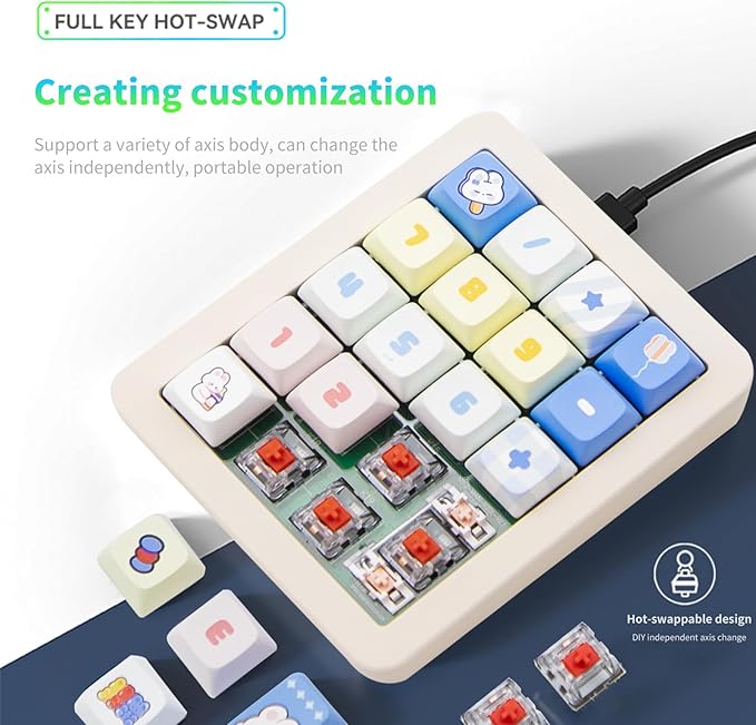 Adventurers K812 Wired Mechanical Numeric Keypad, 19-Key Hot-Swappable RGB - Image 3