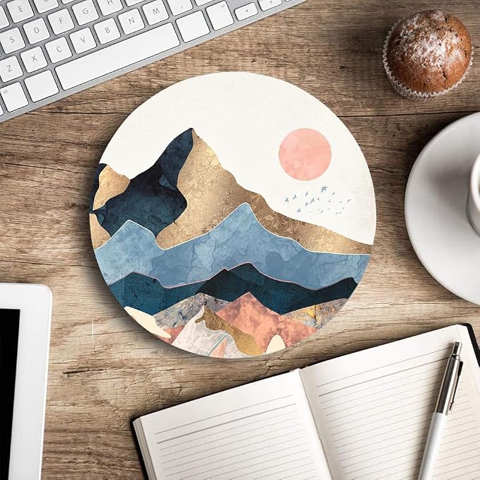 Mouse Pad, Sunrise Mountain Mouse Pad, Cute Small Round Mousepad - Image 5