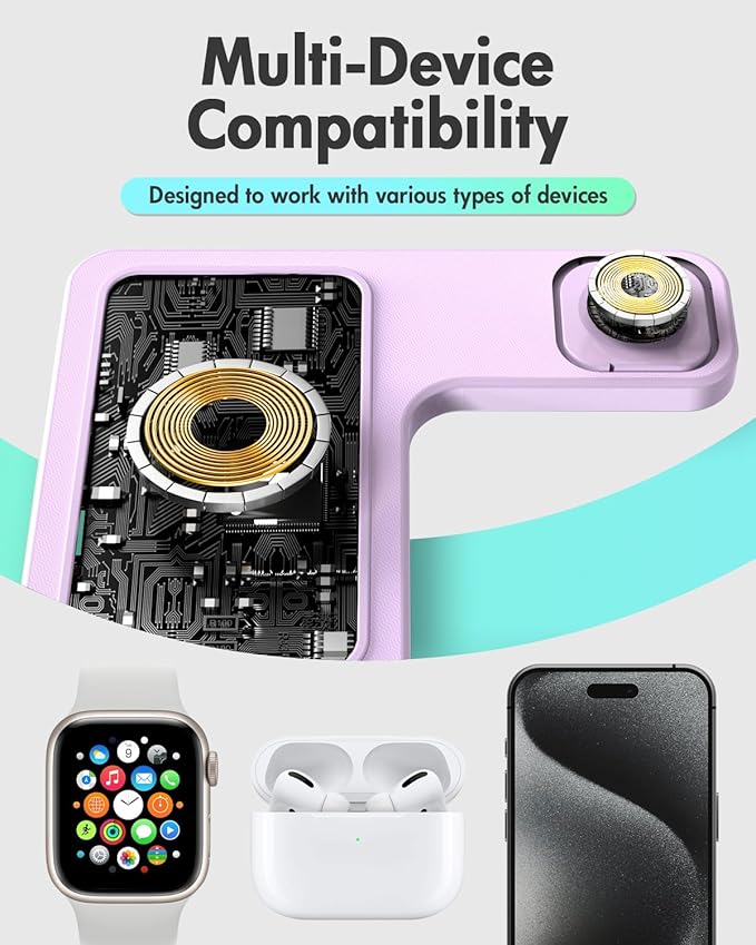 Wireless Charger Stand Charging Station: 3 in 1 Charger Multiple Devices - Image 7