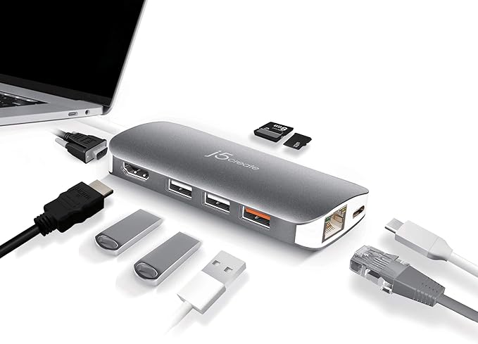 j5create USB C Hub Adapter Multi-Monitor 10-in-1 Port Docking Station 4K HDMI - Image 2