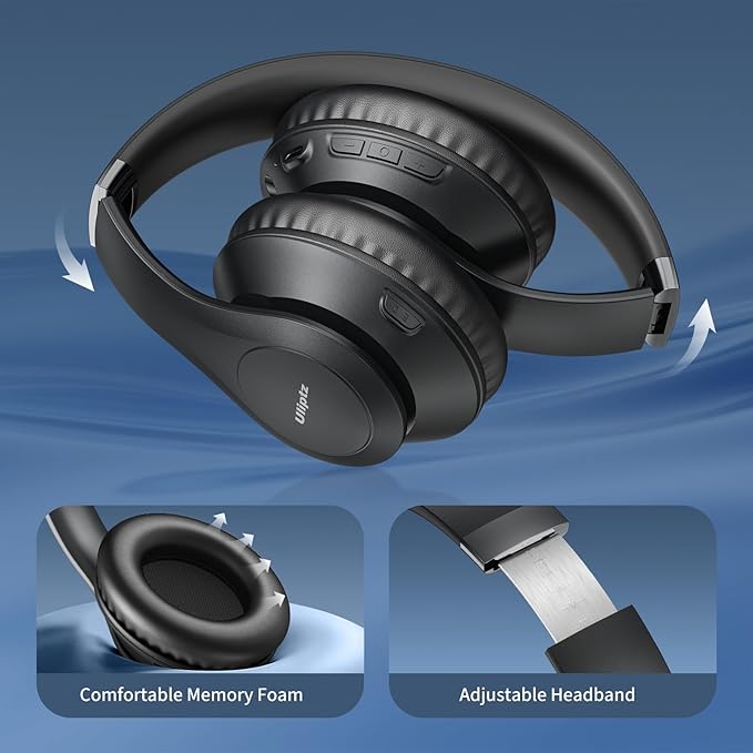 Uliptz Wireless Bluetooth Headphones, 65H Playtime, 6 EQ Sound Modes, HiFi - Image 4