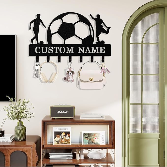 Personalized Football Key Holder Wall Mount, Custom Metal Key Rack Key Holder - Image 2