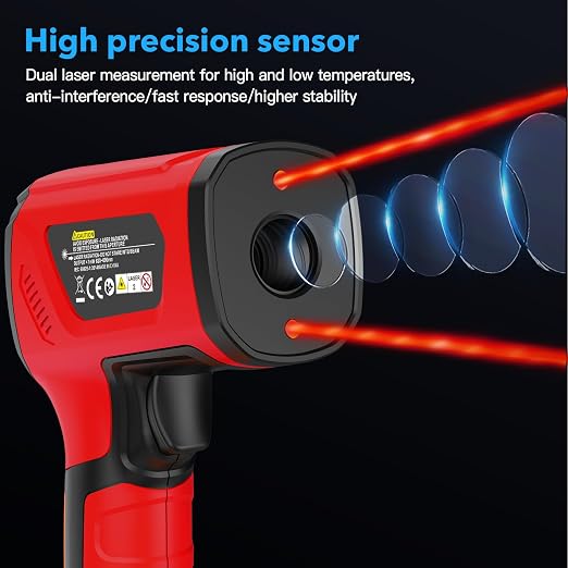 -40℉~2912℉ MESTEK Infrared Thermometer Temperature Gun, 50:1 Dual Laser High - Image 6