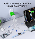 2 Pack 50W USB C Fast Charger Block, 5-Port Type C Wall Charger Brick, 2 USB A - Image 3