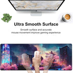 Japanese Fantasy Night City Desk Mat, Large Beautiful Night Scene Gaming - Image 5