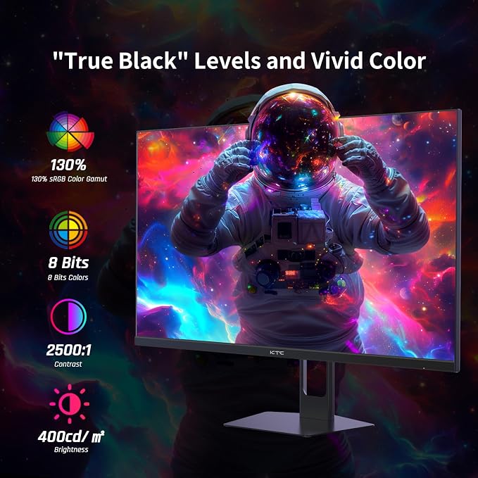 KTC 27'' 240hz Gaming Monitor 1440p 144Hz 1ms Fast HVA HDR400 130% sRGB HDMI & - Image 4