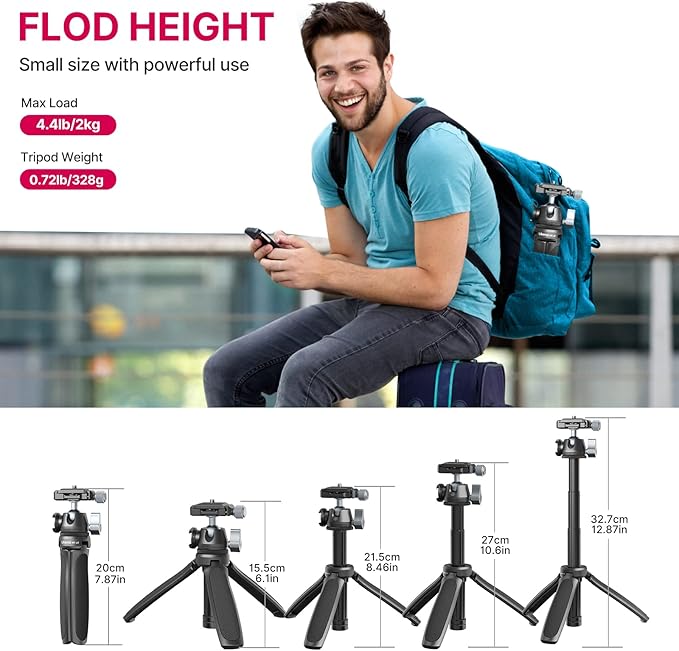 ULANZI MT-47 Camera Tripod Aluminum Alloy Mini Travel Phone Tripod Stand - Image 4