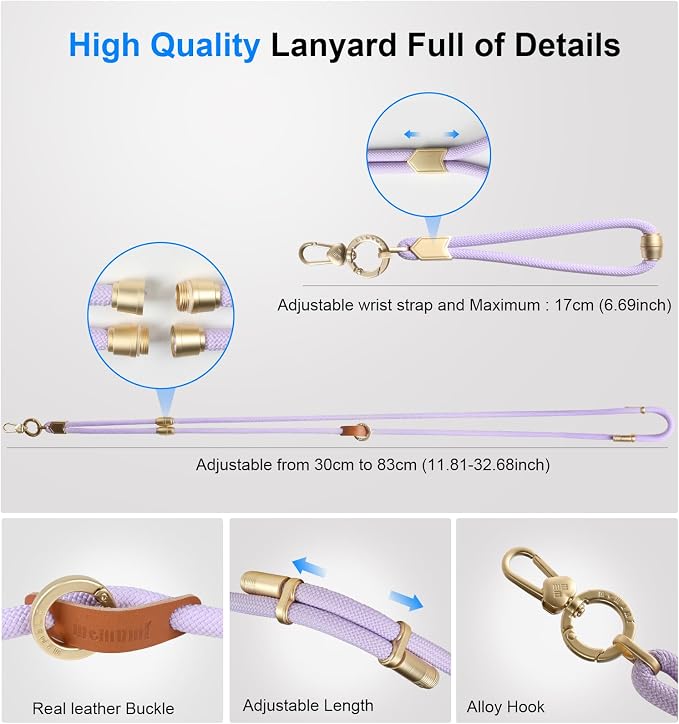 memumi 3 in 1 Universal Adjustable Phone Lanyard, Crossbody Neck Wrist Strap - Image 3