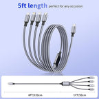 USB C Multi Charging Cable, 4 in 1 Charging Cable Nylon Braided USB-C Multiple - Image 6