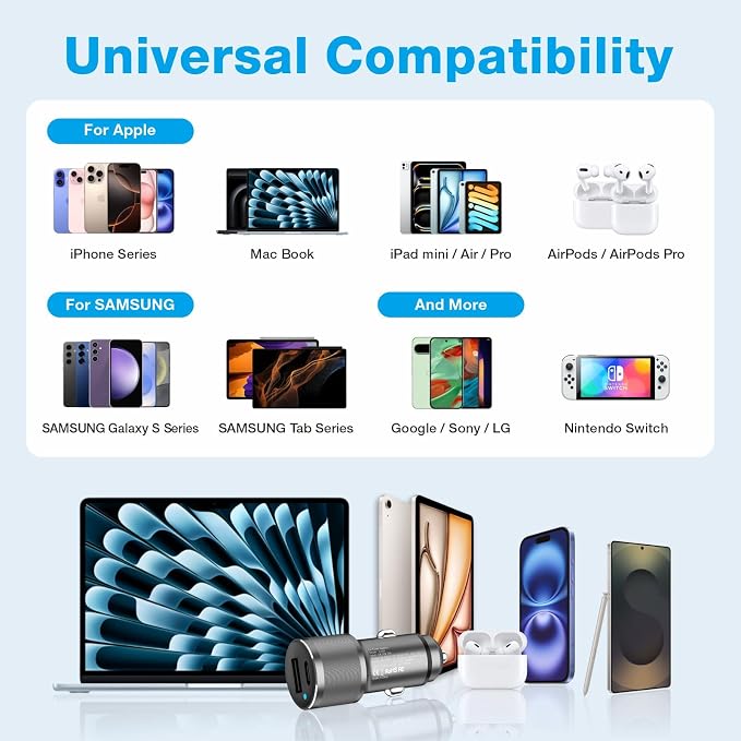 MOCA 38W Fast Car Charger, Dual Port USB C Power Delivery All Metal Lighter PD/ - Image 9