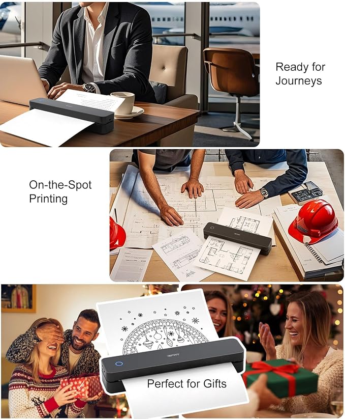 Inkless Portable Printer for Travel, 300DPI Wireless Thermal Printer Support - Image 6