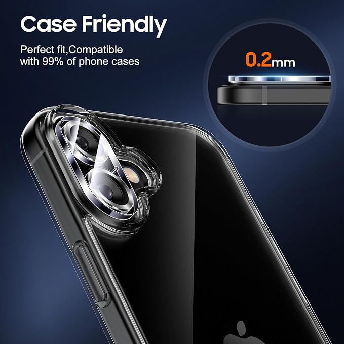 UniqueMe for 3 Pack iPhone 16 / iPhone 16 Plus Camera Lens Protector - Image 6