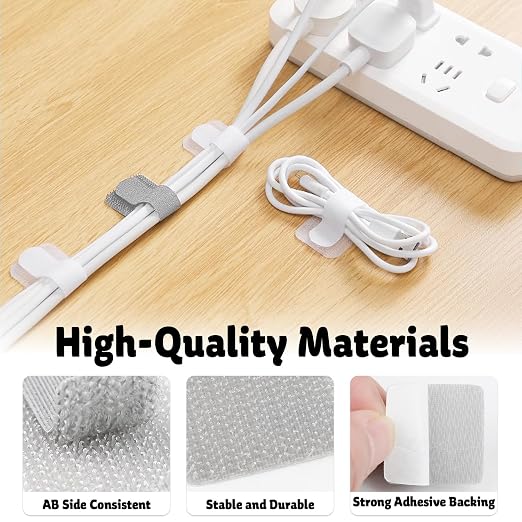 40 PCS Hook and Loop Cable Ties, Self-Adhesive Hook and Loop Cable Straps - Image 3