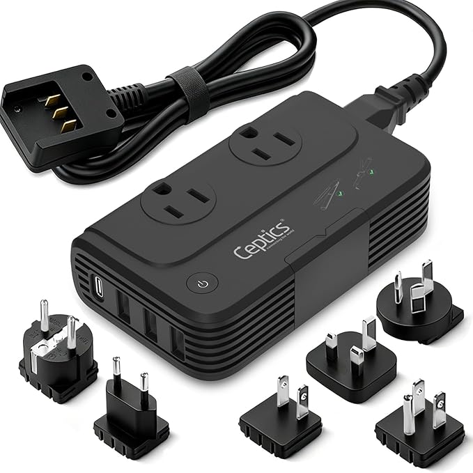 Ceptics - 6 in 1 Travel Adapter and Voltage Converter, 220V to 110V Converter by Ceptics