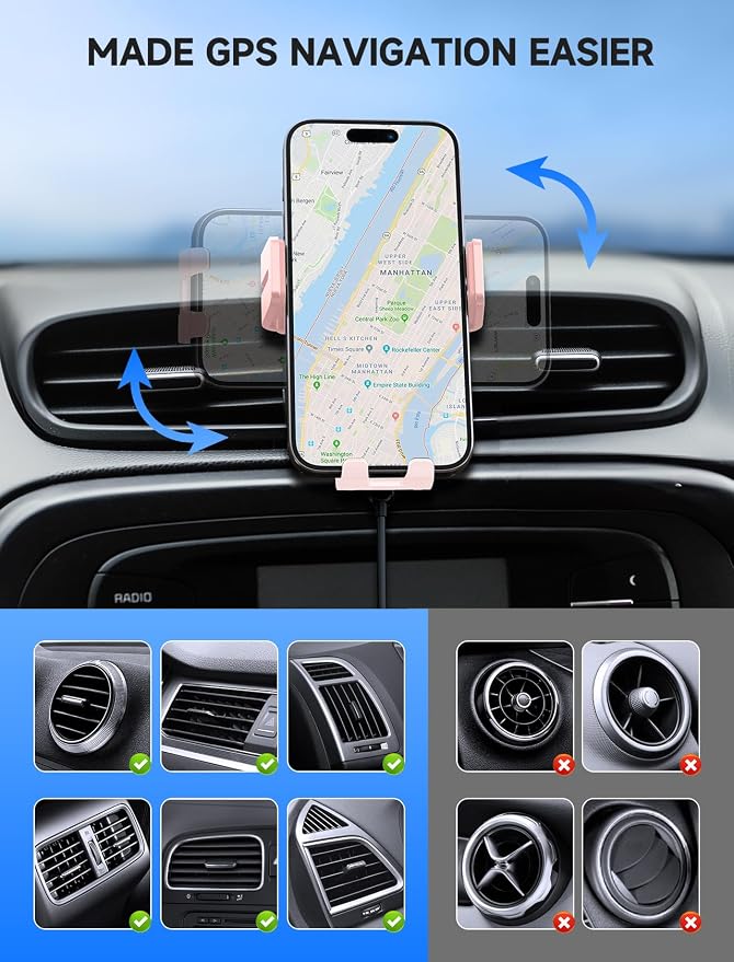 MOKPR Wireless Car Charger, 15W Auto Clamping Car Charger Dash Windshield Air - Image 3