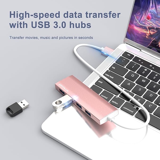 USB Hub, USB 3.0 Hub Aluminum Alloy Ultra Slim USB Splitter, Portable 4 Port - Image 4
