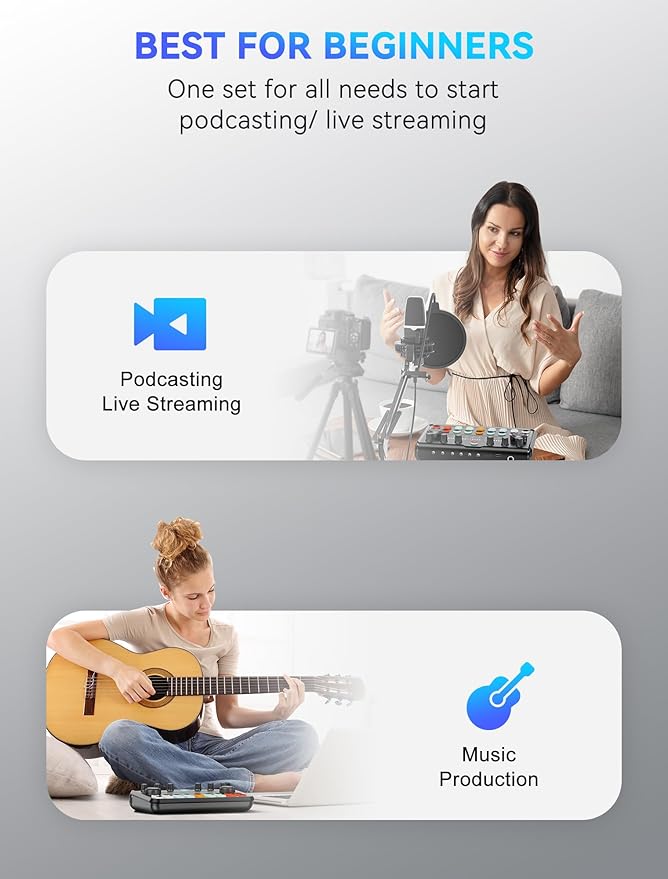 SINWE Podcast Equipment Bundle for 2, Audio Interface - Image 9