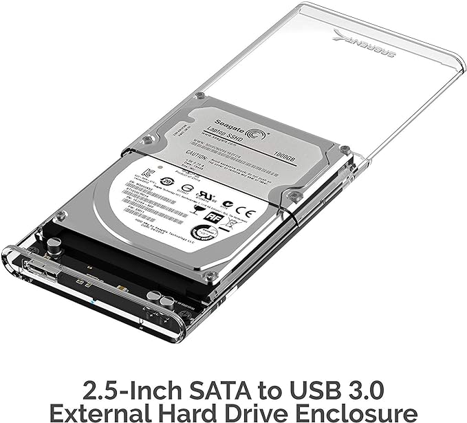 SABRENT 2.5 Inch SATA to USB 3.0 Tool Free Clear External Hard Drive Enclosure - Image 3
