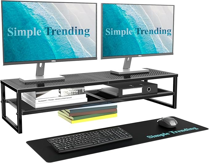 Simple Trending 2 Tier Metal Dual Monitor Stand Riser by SimpleTrending