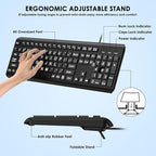 Large Print Computer Keyboard, Wired USB Full Size Quiet Keyboard - Image 5