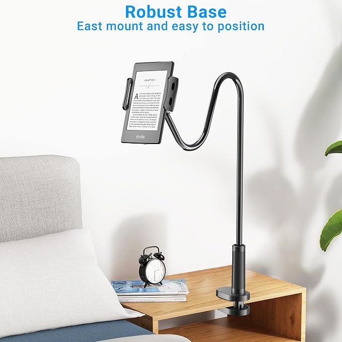 Gooseneck Tablet Holder for Kindle Reading in Bed, Hands Free Desk Bedside Lazy - Image 4