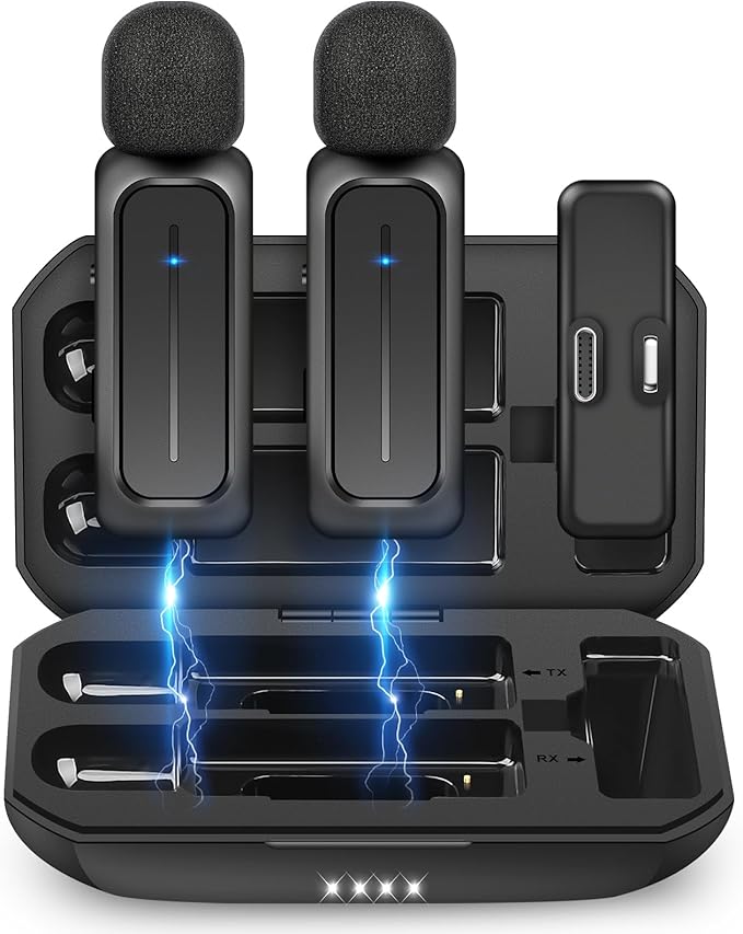 2 Pcs Wireless Lavalier Microphone by ECOMXIA