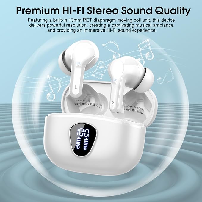 Wireless Earbuds, IP7 Waterproof in Ear Earphones, LED Display Ear buds - Image 5