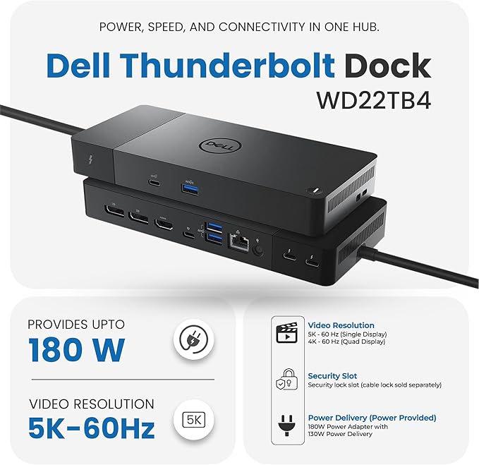 Dell WD22TB4 Thunderbolt 4 Dock 180W - Image 3