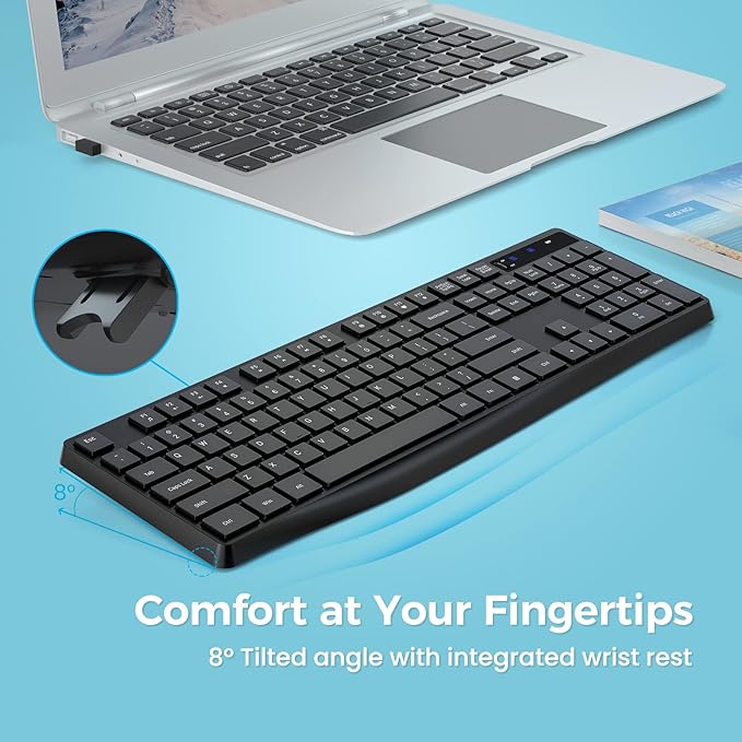 Lovaky MK98 Wireless Keyboard, 2.4G Ergonomic, Computer Keyboard, Enlarged - Image 2