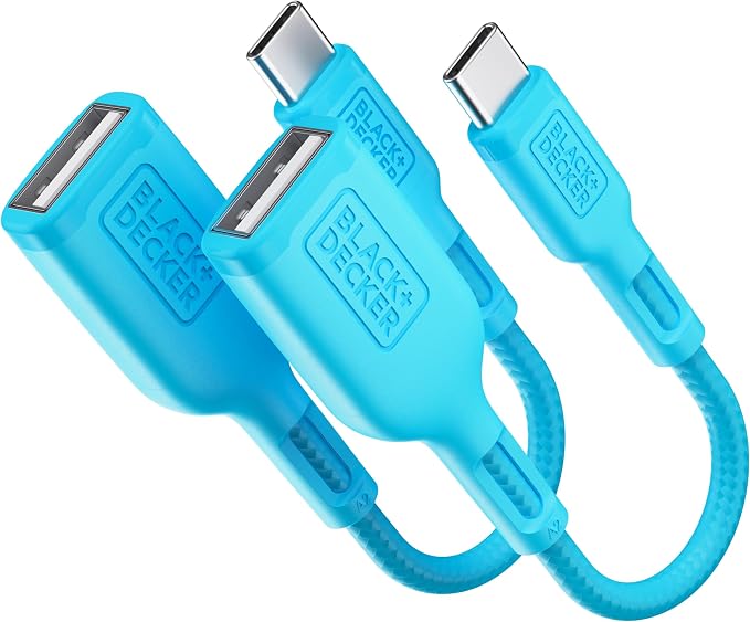BLACK+DECKER USB C to USB A Adapter, USB C Male to USB Female Adapter Nylon by BLACKDECKER