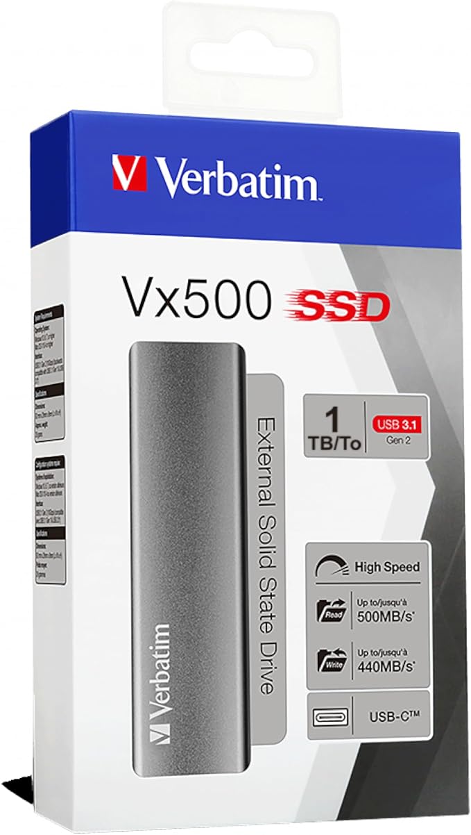 Verbatim 1TB Vx500 Portable SSD External Hard Drive USB 3.1 Gen 2 – Space Gray - Image 6
