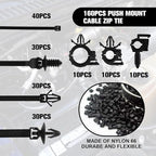 160 Pcs Push Mount Cable Zip Tie, Car Wire Loom Routing Clips 7 Different Sizes - Image 4