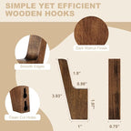 VIS'V Walnut Wall Hooks, Wall Mount Wooden Coat Hooks - Image 4