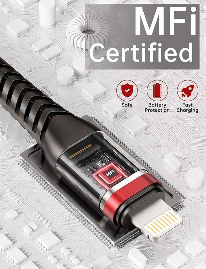 UYOUNG 3 FT iPhone Charging Cable MFi Certified 3 Pack 3 Foot Lightning Cable - Image 5