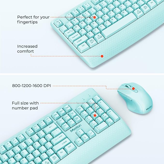 MEETION Wireless Keyboard and Mouse, Full-Sized Cordless Keyboard - Image 6