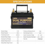 WEIZE 12V 60AH Dual Purpose LiFePO4 Lithium Battery, 800CCA Group 24 Group 34 - Image 6