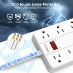 Flat Plug Extension Cord 15 Ft, SMNICE Surge Protector Power Strip - Image 5