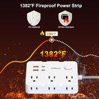 Surge Protector Power Strip 10 Ft Cord, Ultra Thin Flat Extension Cord - Image 6