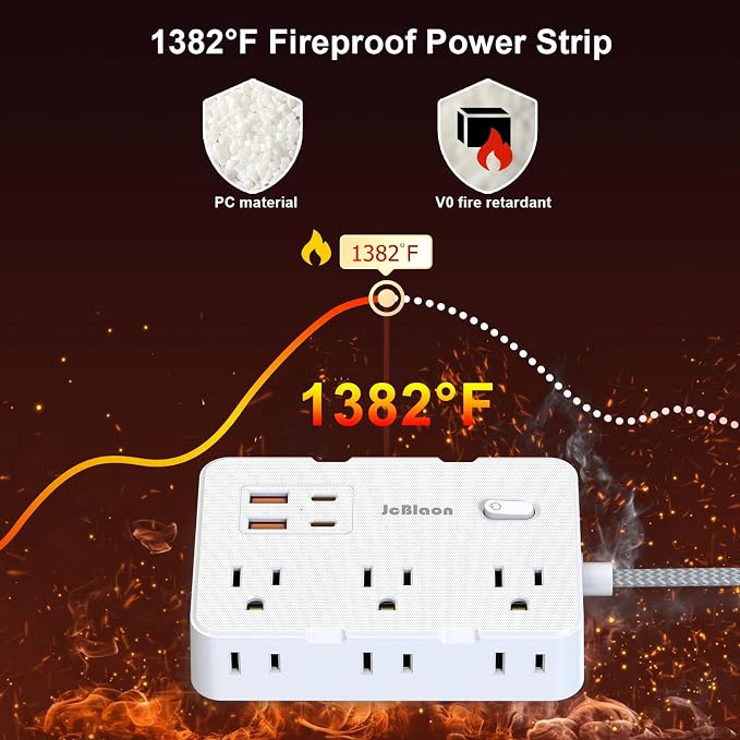 Surge Protector Power Strip 10 Ft Cord, Ultra Thin Flat Extension Cord - Image 6