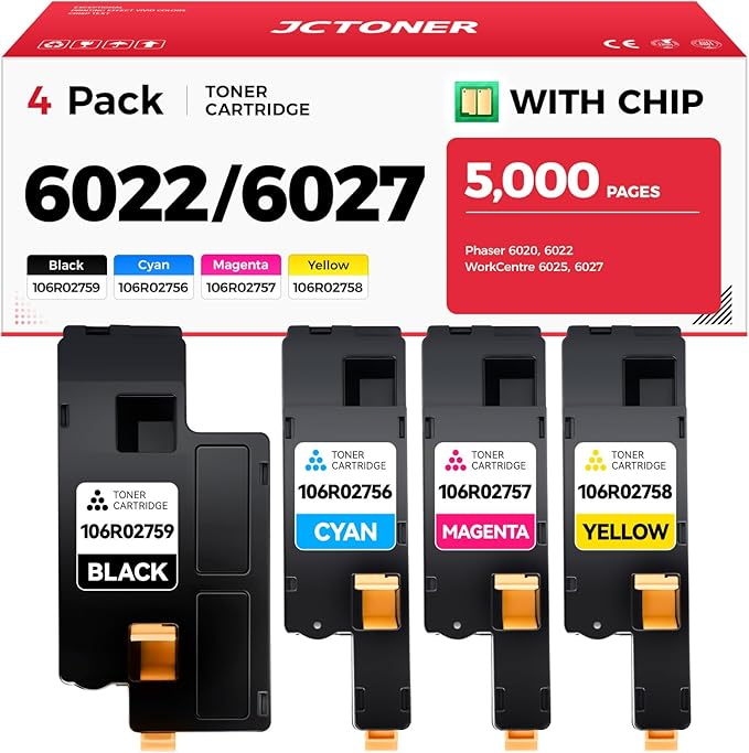 6022 6027 Toner Cartridge Set 4-Pack Replacement by JCTONER