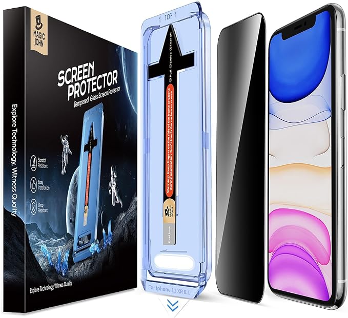 MAGIC JOHN 2 Pack for iPhone 11/iPhone XR 6.1 inch Privacy Glass Screen by MAGICJOHN