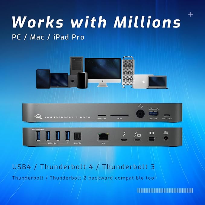 OWC 14-Port Thunderbolt Dock, 85W charging, Thunderbolt 40 Gb/s, USB 3.2 Type-A - Image 2