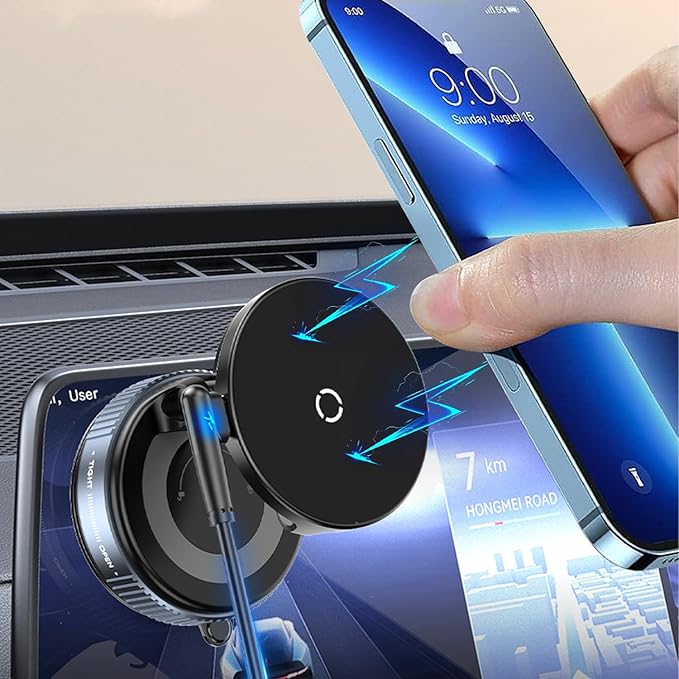 Spinning Vacuum Magnetic Phone Holder 15W Fast Wireless Charger by oricarmes