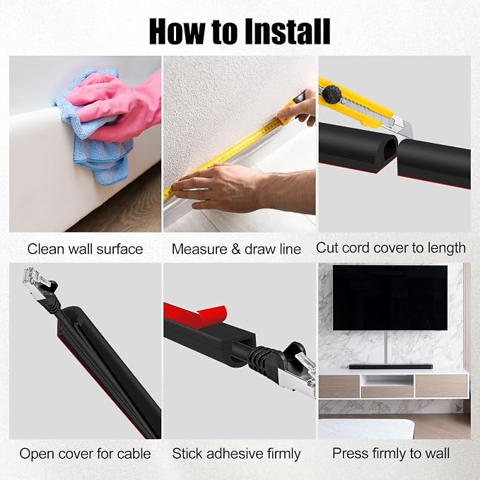 Self-Adhesive Cable Hider, Flexible Wire Cover Cable Raceway - Image 7